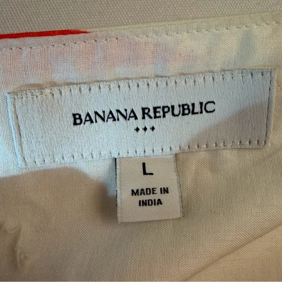 Banana Republic Cotton White Orange Geometric Pattern One Shoulder Midi Dress L - Picture 7 of 10